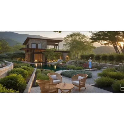 For our Kangra Homestays project, the landscape is designed to preserve the natural wilderness of the hills. This lookout point is carved into the landscape, offering a place to pause and immerse oneself in nature.