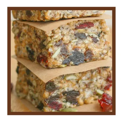 For the health-conscious, I offer these specialty protein platters. These bars are made without preservatives or refined sugar, sweetened with dates, and loaded with berries, seeds, and nuts.