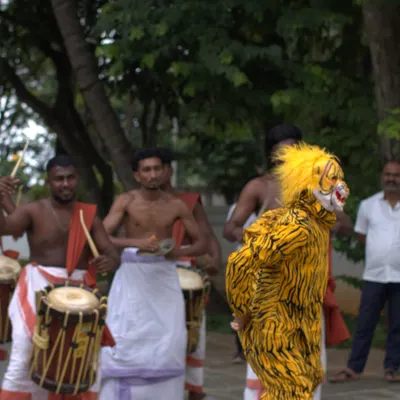 Happy Onam! We celebrate the rich traditions of Kerala with cultural performances, including the 'Pulikali' (tiger dance), bringing energy and festive cheer to our campus.