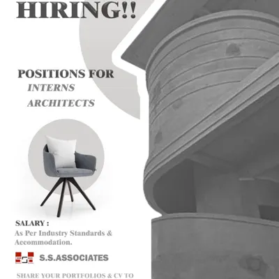 This posting from S.S. Associates in Anantapur is for an Interior Designer with 2 years of experience, also seeking Junior Architects and interns for a range of commercial and residential projects.