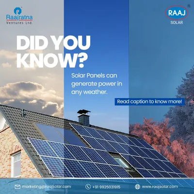 Our solar panels are designed for all-weather performance. They generate power efficiently not just on clear, sunny days but also on overcast or cloudy days by capturing diffuse sunlight, ensuring a reliable energy supply whatever the weather.