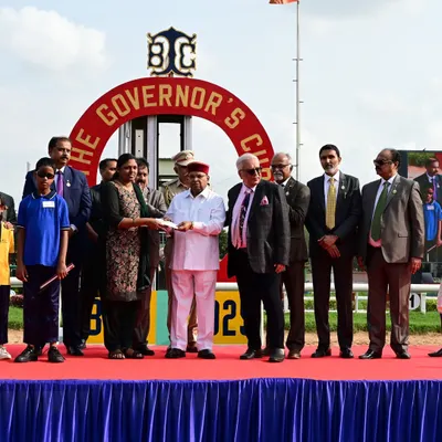 The Trustees of the Bangalore Turf Club Charitable Trust presenting a donation to the Sri Acharya Rakum School for the Blind and Underprivileged. We believe in giving back to the community.