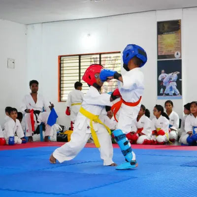 This is where training meets application. Our young karate students learn to spar in a safe and controlled environment, wearing full protective gear. This practice builds not just skill and reflexes, but also respect for their training partners.