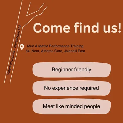 We are located at 54, Near Airforce Gate, Jalahalli East. We regularly host events and introductory sessions for those new to climbing and functional fitness.
