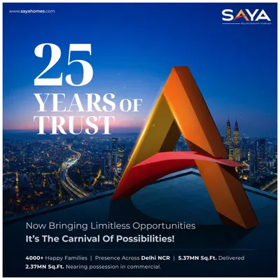 We celebrate 25 years of trust, excellence, and transformation. This milestone represents our legacy of delivering happiness and success, with over 4000 happy families and 5.37 million sq. ft. delivered.