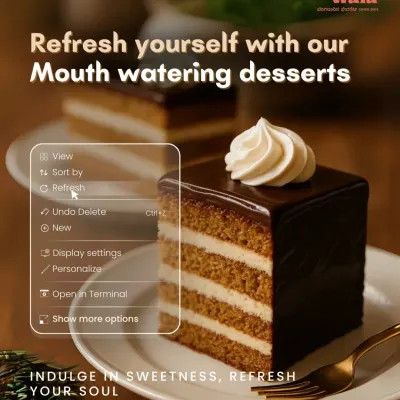Need to refresh your day? A slice of our multi-layered chocolate pastry is the perfect way to reset and indulge in a moment of pure sweetness.