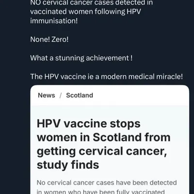 This data from Scotland is a stunning medical achievement. Zero cases of cervical cancer were detected in women fully vaccinated against HPV. This isn't hype; it's real-world evidence of how preventive medicine saves lives. In my clinic, I offer the HPV vaccine to both men and women to protect against several preventable cancers.