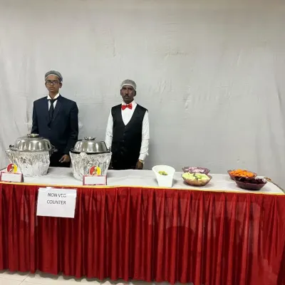 A separate non vegetarian food counter at a birthday party. I always provide distinct counters for veg and non veg food to respect dietary preferences.