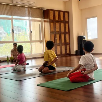 Tiny yogis, big smiles. Guiding our youngest students through their practice is one of the most joyful parts of my work.