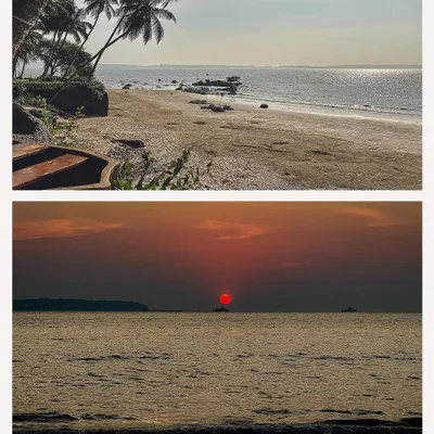 A collage showing the stunning sunset and beach view at a Goa wedding. We capture the beauty of the destination as much as the ceremony itself.