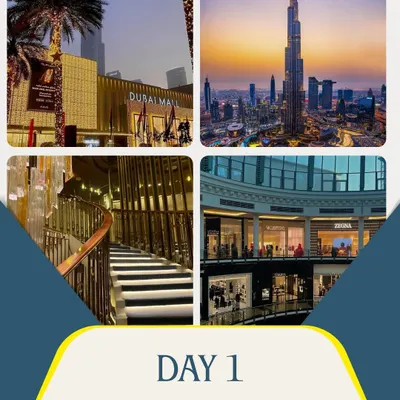 Your Dubai adventure starts here. Day 1 is all about hitting the iconic Burj Khalifa for sky-high views and exploring the massive Dubai Mall. We make sure you kick off your trip with a bang.