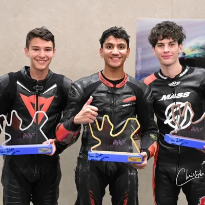 We build champions. Here is our student, Rakshith Dave, celebrating a double podium finish at the Qatar Supersport 300, representing India on the international stage. This is the result of dedication and expert coaching.