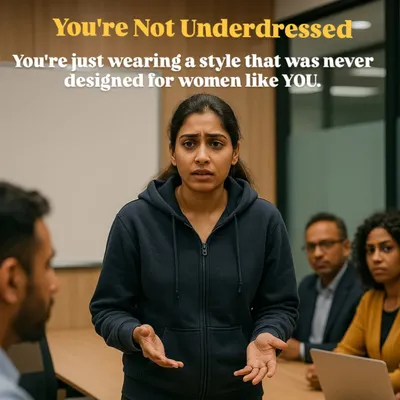 That hoodie you wear in meetings isn't just 'comfortable', it's communicating a message. Many women leaders feel underdressed because corporate wear was never designed for them. I help you find a powerful style that is authentically yours.