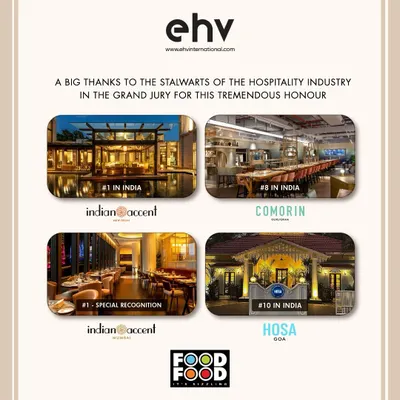 We are thrilled to have four of our group's restaurants, including Comorin at #8, recognized at the Food Food Awards. This is a huge honor and a reflection of our team's hard work.