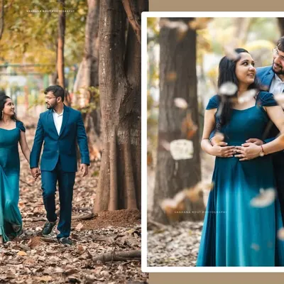 A walk in the woods becomes a romantic escape. I love using the soft, natural light filtering through the trees to create serene and intimate couple portraits.