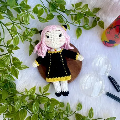 So many of you love anime, and I was thrilled to get an order for Anya from Spy x Family. It was so much fun to get her pink hair and classic black dress just right. I can create plushie versions of your favorite characters.