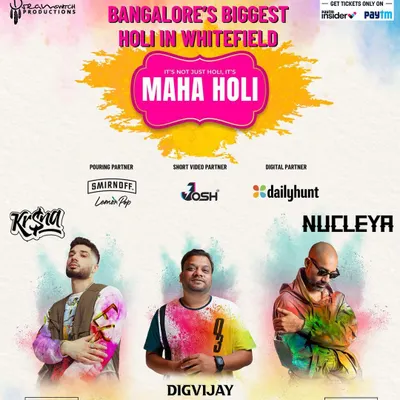 The poster for Maha Holi, where I shared the stage with Nucleya and Kr$na. A larger-than-life event.