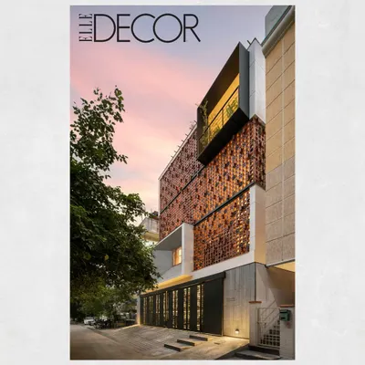 We are thankful to Elle Decor India for this beautiful feature on our Kamala Residence project, showcasing its unique terracotta facade and tropical-inspired interiors.