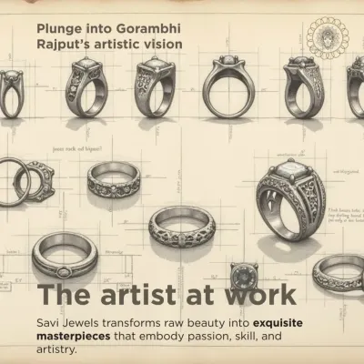 Every bespoke creation begins with my artistic vision and your story. This image shows some of my initial design sketches and technical drawings for various rings, from intricate vintage-inspired settings to clean, modern bands. This is where we explore shapes, proportions, and details before a single piece of metal is cast.
