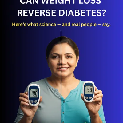 Can weight loss reverse diabetes? Science and real people say yes. This image shows a real-life example of blood sugar levels dropping from 180 to 98 with the right diet and lifestyle changes.