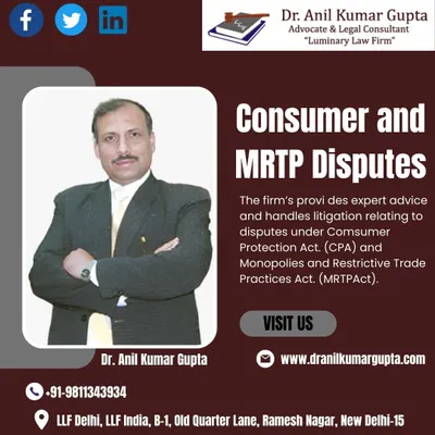 We offer specialized legal services for Consumer and MRTP disputes. Our expertise includes handling litigation under the Consumer Protection Act (CPA) and the Monopolies and Restrictive Trade Practices Act (MRTP Act), ensuring your rights are protected.