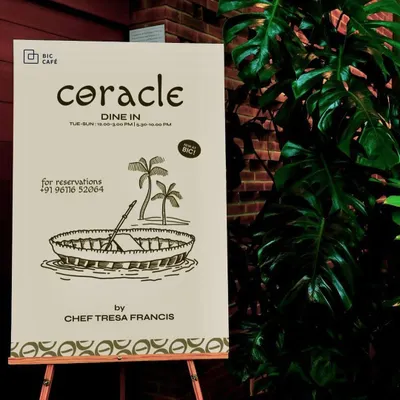 This sign marks the spot. Coracle is my dream of bringing the food I grew up with to a beautiful dine-in setting. You can find us at the Bangalore International Centre in Domlur for lunch and dinner.