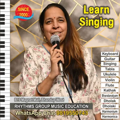Our vocal classes are designed for everyone, including adults who wish to explore their singing potential. Here, a student practices her singing technique in a one-on-one session at our studio.