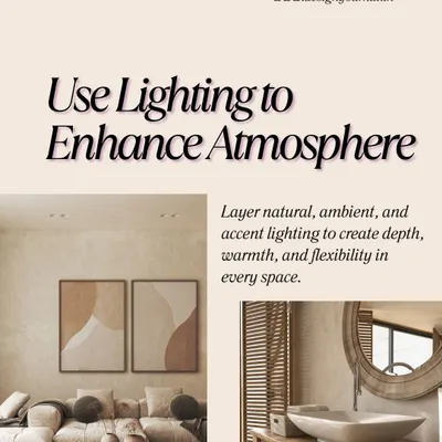 Use lighting to enhance the atmosphere. This tip explains my approach of layering natural, ambient, and accent lighting. This creates depth and flexibility, allowing you to change the mood of a space with the flick of a switch.