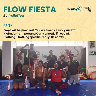 This is the vibe after a Flow Fiesta workshop. We provide the props and the guidance, you bring your energy. It's all about being comfy, staying hydrated, and having fun.
