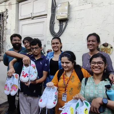 This picture says it all. A happy group showing off the sneakers they just painted themselves in one of my workshops. It’s an awesome experience for friends, students, or anyone looking to get creative.