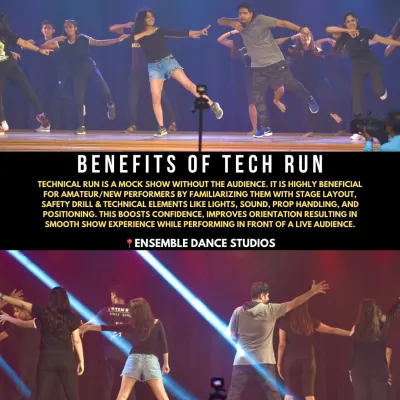 We believe in preparing our students thoroughly. A technical run on stage without an audience helps familiarize new performers with the stage layout, lights, and sound, which boosts confidence for the final show.