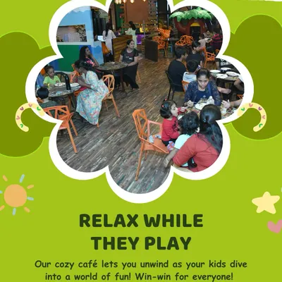 Relax while they play. Our cozy café lets you unwind with a snack or a coffee as your kids dive into a world of fun. It's a win-win for everyone.