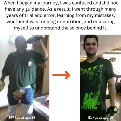This is where it all started. I was 14 years old and 147 kgs, confused and without guidance. This journey taught me everything I know about discipline, hard work, and the power to change your own life.
