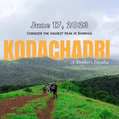 An event poster for our Kodachadri trek, inviting adventurers to conquer the highest peak in Shimoga. I create these to clearly communicate the details of upcoming public trips.