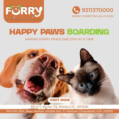 Our "Happy Paws Boarding" service promises to make happy paws one stay at a time. We welcome both dogs and cats at our Noida and Vaishali locations.