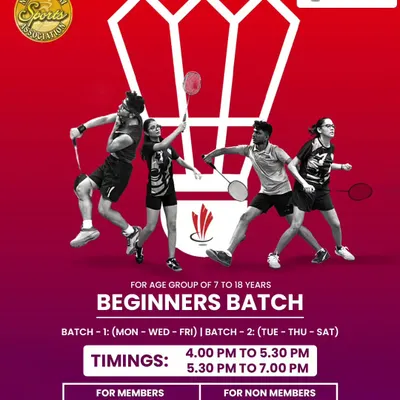 I have dedicated batches for beginners between 7 and 18 years old. This is the perfect starting point to learn the fundamentals of badminton in a structured environment, with options for both members and non-members.
