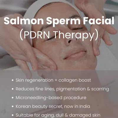 The Salmon Sperm Facial, or PDRN Therapy, is a powerful option for skin regeneration. This infographic breaks down its benefits, from boosting collagen to reducing fine lines and pigmentation. It's a microneedling procedure ideal for aging or damaged skin.