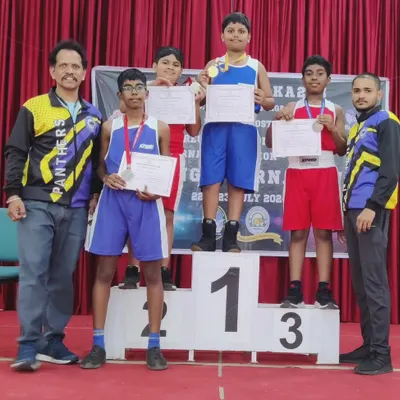 A proud moment for Team Panthers, securing the runner-up trophy in the Under 14 Boys category at the CISCE Regional Boxing Championship. Here are my students on the podium with their well-earned medals.