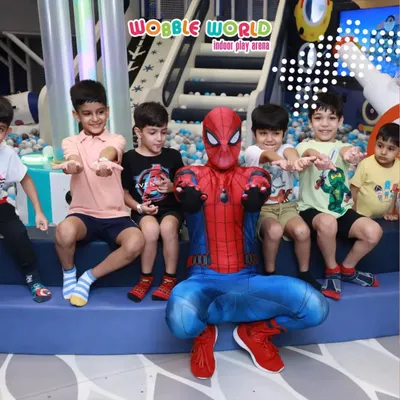Spiderman strikes a pose with his biggest fans. Our mascot appearances are a huge hit and create amazing photo opportunities.