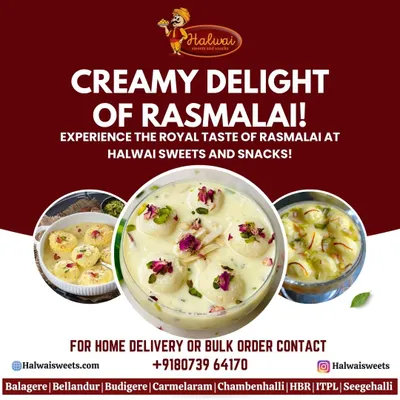 Experience the royal taste of my creamy Rasmalai. Each bite is a delightful journey of flavor.