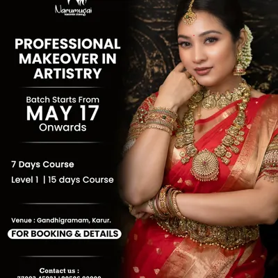 Join me at Narumugai Academy to turn your passion into a profession. This poster gives you a glimpse of our professional makeover courses, offering everything from 7-day beginner basics to 15-day advanced programs.