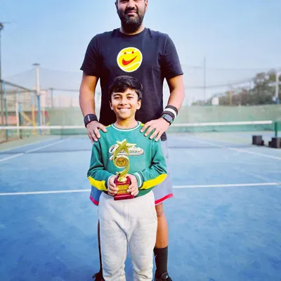 A duplicate shot celebrating Aariv Gupta's fabulous performance at the Republic Tennis Cup, where he won both the Under-12 and Under-16 titles.