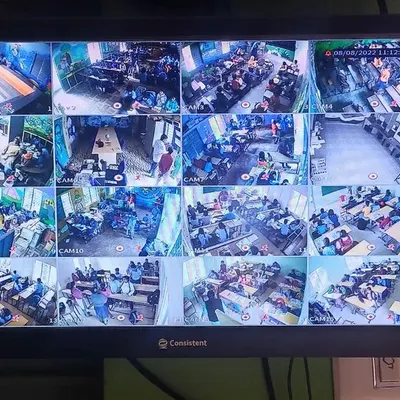 This is a 16 camera split screen view from a CP Plus system I installed at a school, covering multiple classrooms simultaneously.