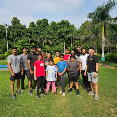 My squad, outdoors. We sometimes take the training outside for a change of scenery. Here is a group photo after a tough outdoor session in the park.