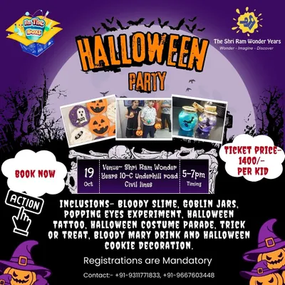 Here’s a peek at what my Halloween party includes! I plan everything from a popping eyes experiment and bloody slime making to cookie decorating and trick-or-treating. Just book a spot and get your costumes ready.