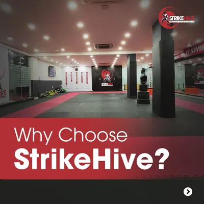 Why choose StrikeHive? This wide shot of our dojo showcases the clean, spacious, and professional environment where our members train and grow.
