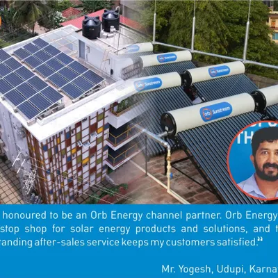 Mr. Yogesh, a channel partner with us since 2007, considers Orb Energy a one-stop shop for solar solutions. We support his business with technical training, customized product design, and a centralized customer service team, which helps him drive customer satisfaction and referral sales in his region.