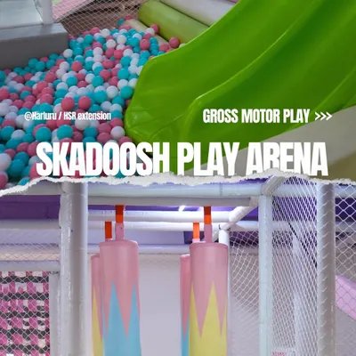 Our gross motor play section is an adventure. Kids can slide into a colorful ball pit or challenge themselves on the punching bags.