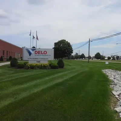 This is the lawn at Delo Screw Products after a regular mowing service. A clean, striped lawn gives a great first impression for any business.