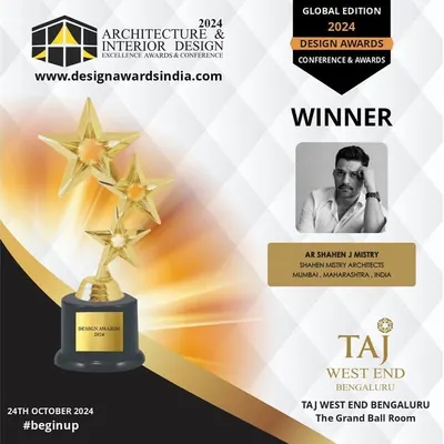 I am thrilled to announce that my firm has won two awards at the National Architecture and Interior Design Excellence Awards 2024. We were named "Most Prominent & Trendsetter Firm" for both premium residential and commercial projects.